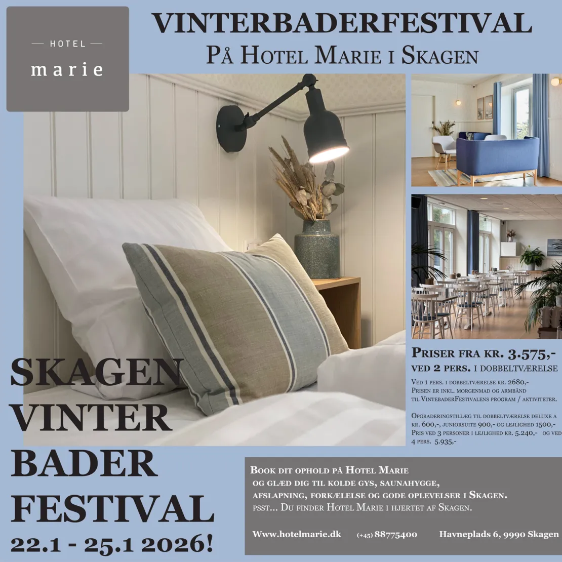 Bo godt på Hotel Marie i Skagen til VinterbaderFestival 2026