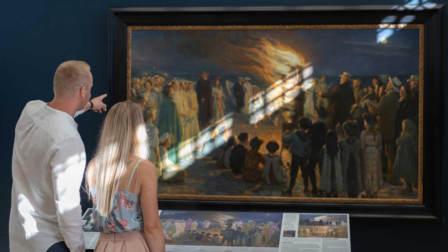 Skagen kunstmuseum Krøyer sankt hansblus på skagen strand 
