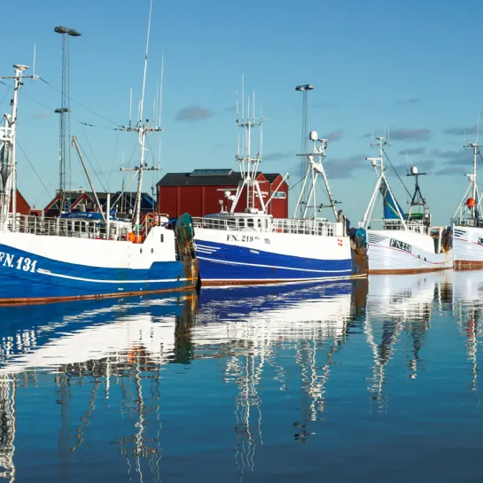 Strandby Harbour an einem klaren Tag