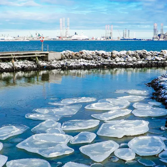 Vinter i Søsportshavnen i Frederikshavn